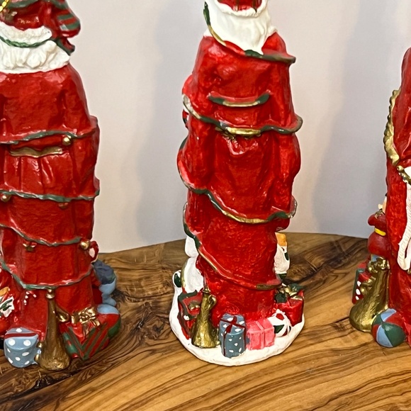 4 Skinny Tall Pencil Resin Santa Claus Icicle Ornaments Christmas Handpainted - Picture 10 of 10